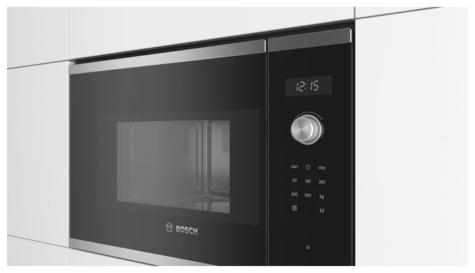 Einbau-Mikrowelle 800 W Größe: klein 5 Stufen (Schwarz, Edelstahl) Serie 6 BFL524MS0 