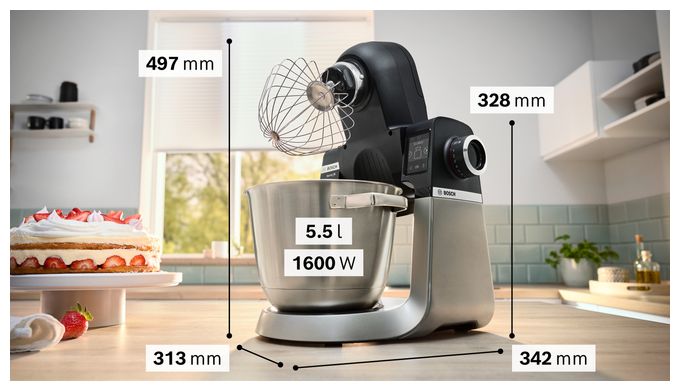 1600 W Küchenmaschine 5,5 l  Serie 6 MUMS6ZS17 (Schwarz, Edelstahl) 