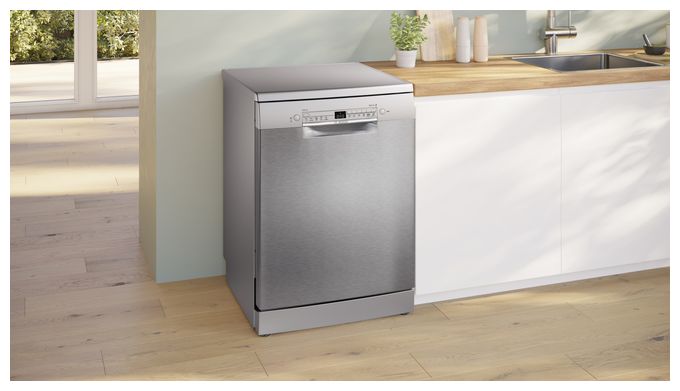 60 cm Geschirrspüler freistehend leise 14 Maßgedecke aquaStop Funktion Wärmetauscher (Edelstahl) Serie 2 SMS2HVI06E 