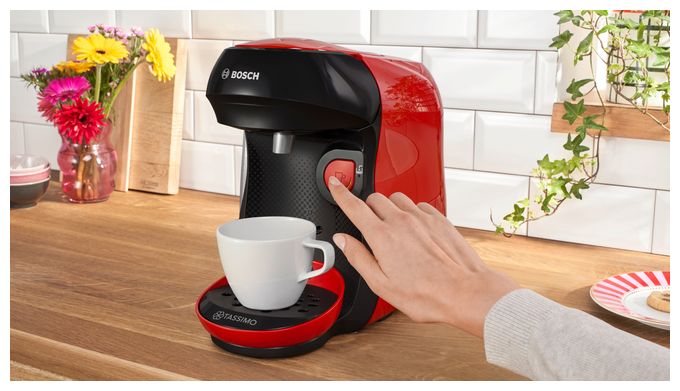 Kaffeekapsel Maschine  TAS103E Tassimo Happy friendly (Schwarz, Rot) 
