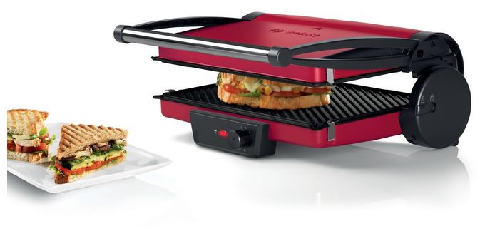 2000 W mit 328 x 238 mm Fläche  TCG4104 Kontaktgrill (Rot) 