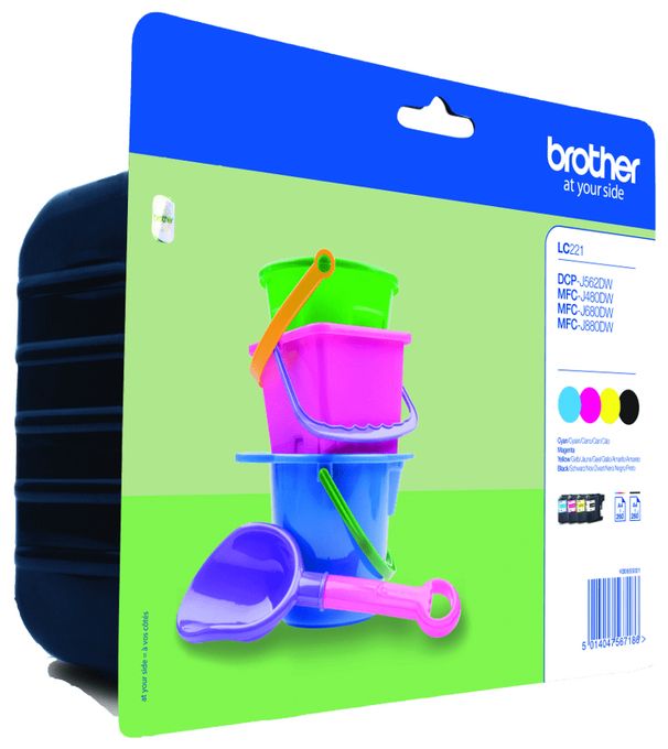 originale Druckerpatronen Schwarz, Cyan, Magenta, Gelb 260 Seiten LC-221VALBP 