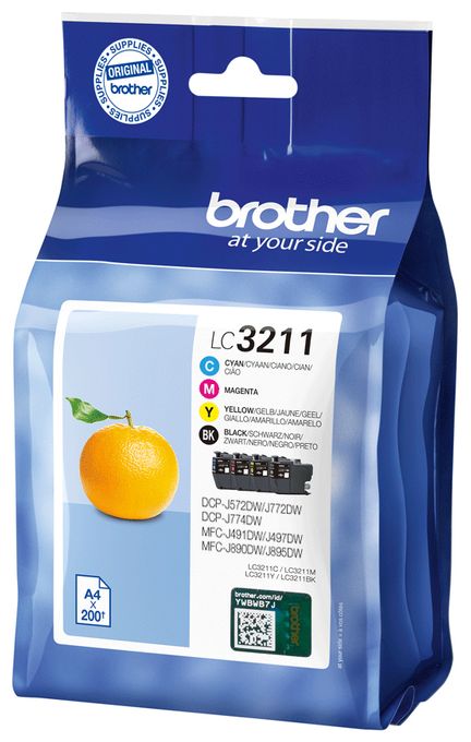 originale Druckerpatronen Schwarz, Cyan, Magenta, Gelb 200 Seiten LC-3211VAL 