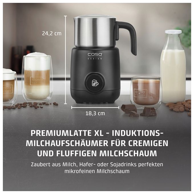 Milchaufschäumer Automatischer Milchaufschäumer/-wärmer ca. 350 ml  1667 PremiumLatte XL (Schwarz, Edelstahl) 