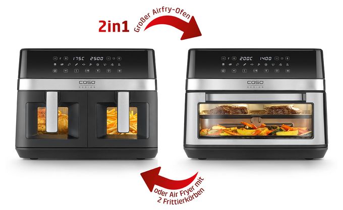 Doppel Heißluftfritteuse 14 l 2200 W  3186 AirFry DuoChef (Schwarz, Silber) 