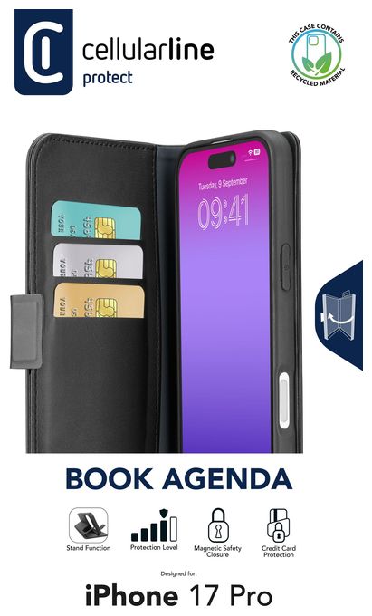 Folio für Apple iPhone 17 Pro  Book Agenda (Schwarz) 