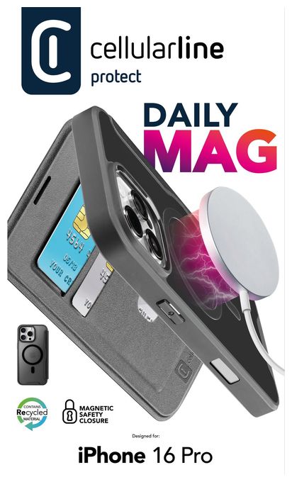 Folio für Apple iPhone 16 Pro  Daily Mag (Schwarz) 