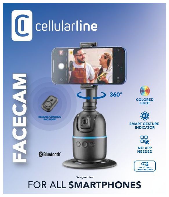 95 mm Universal  Facecam Handyhalterung mit automatischer Gesichtserkennung (Schwarz) 