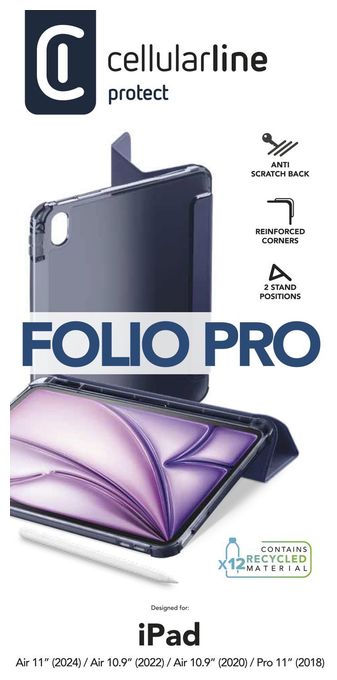 Folio aus Kunstleder für Apple iPad Air 10.9" (2022), iPad Air 10.9'' (2020), iPad Pro 11'' (2018) bis 27,9 cm (11") (Blau) Folio 