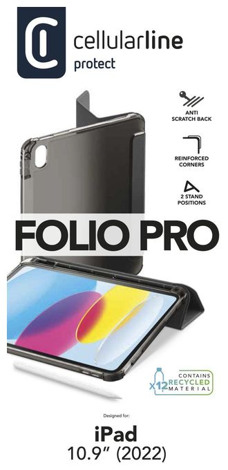 Folio aus Kunstleder für Apple iPad 10.9'' (2022) bis 27,7 cm (10.9") (Schwarz) Folio Pro 
