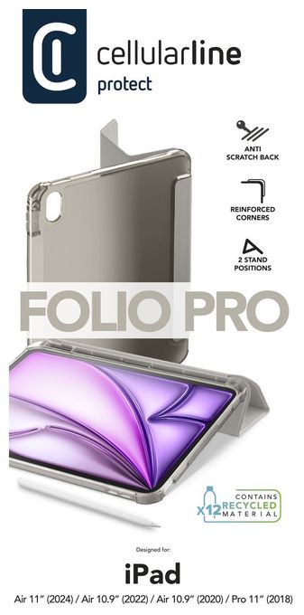 Folio aus Kunstleder für Apple IPAD AIR 10.9" (2020) IPAD AIR 10.9'' (2022) IPAD AIR 11" (2024) IPAD PRO 11" (2018) bis 27,9 cm (11") (Grau) Folio Pro 