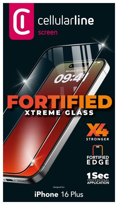 Klare Bildschirmschutzfolie gehärtetes Glas für  Apple iPhone 16 Plus Fallbeständig, Schlagfest, Kratzresistent Fortified Xtreme Glass 