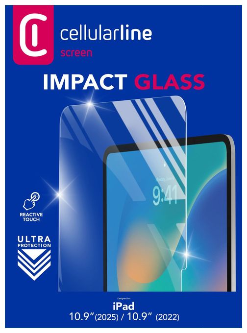 Klare Bildschirmschutzfolie aus gehärtetes Glas 9H für Apple iPad 10.9" (2025) bis 27,7 cm (10.9") Schlagfest, Kratzresistent  Impact Glass (Transparent) 