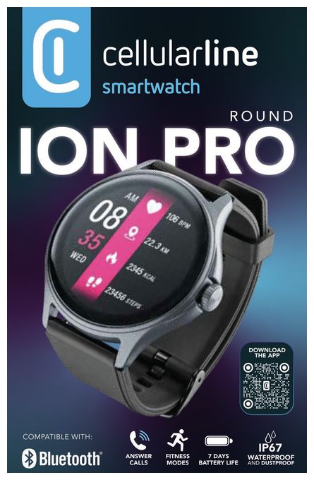 Digital Smartwatch Rund IP67 168 h  ION Pro Round (Schwarz) 