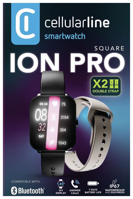 Digital Smartwatch Rechteckig IP67 168 h  ION Pro Square (Schwarz) 