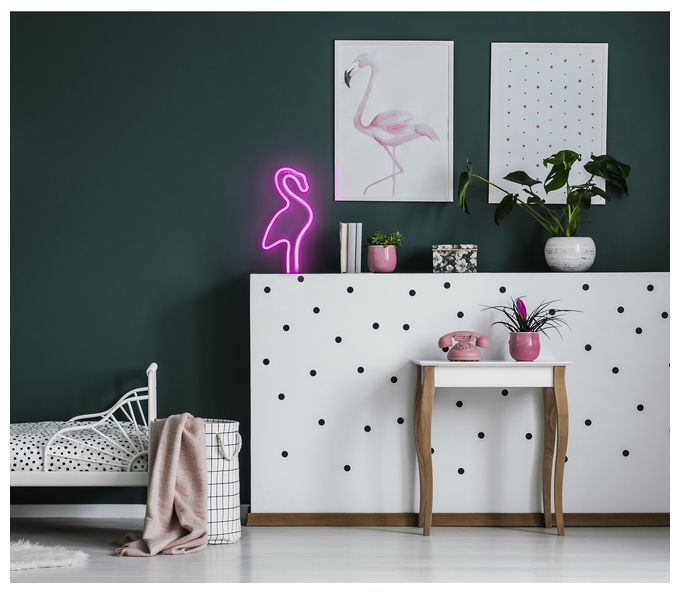 LED Pink USB Neon Wall Light Flamingo 