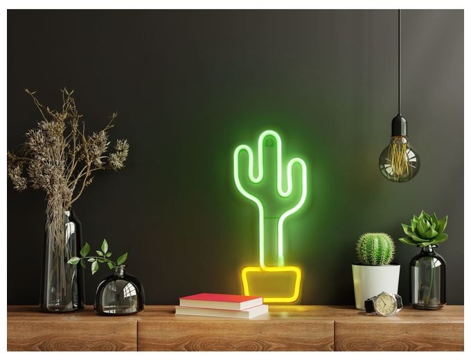 LED Grün, Gelb USB Neon Wall Light Cactus 