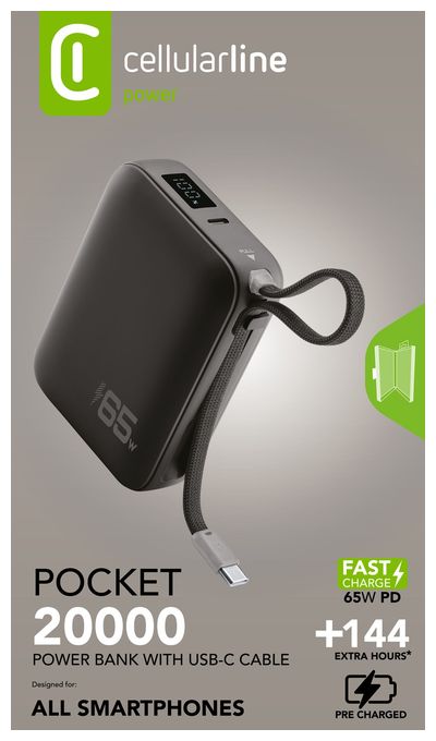 20000 mAh Powerbank USB Typ-C  Pocket (Schwarz) 