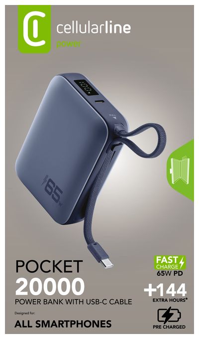 20000 mAh Powerbank USB Typ-C  Pocket (Blau) 