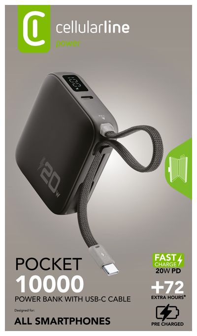 10000 mAh Powerbank USB Typ-C  Pocket (Schwarz) 