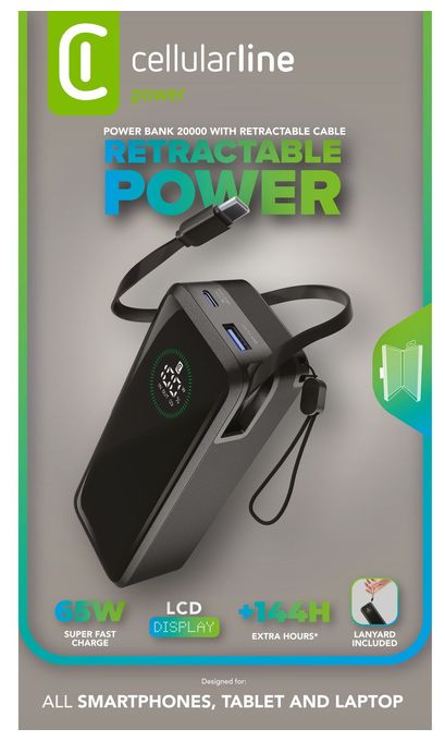 20000 mAh Powerbank USB Typ-C  Roller (Schwarz) 