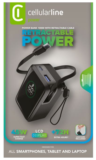 10000 mAh Powerbank USB Typ-C  Roller (Schwarz) 