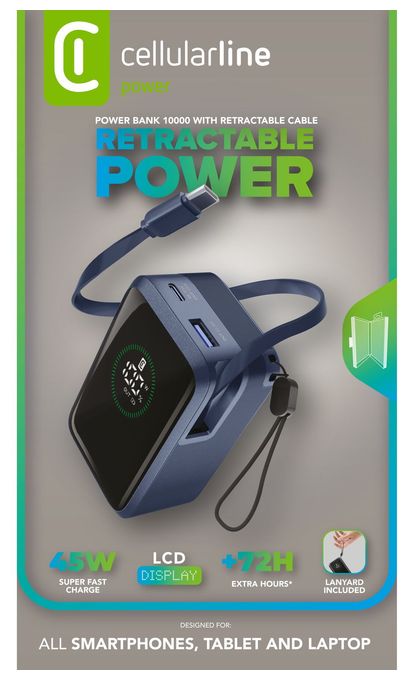 10000 mAh Powerbank USB Typ-C  Roller (Blau) 