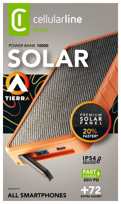 10000 mAh Powerbank USB Typ-C  Solar (Orange) 