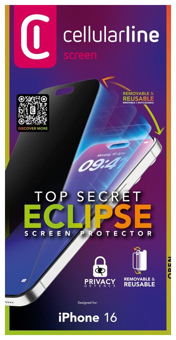 Datenschutz-Bildschirmschutz " Privacy " gehärtetes Glas 9H für  Apple iPhone 16 Top Secret Eclipse 