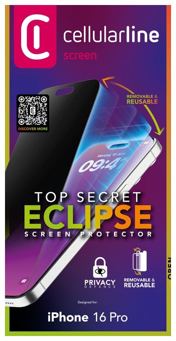 Datenschutz-Bildschirmschutz " Privacy " gehärtetes Glas 9H für  Apple iPhone 16 Pro Top Secret Eclipse 