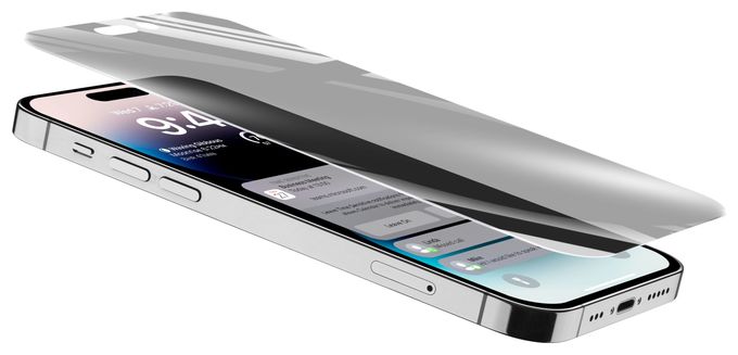 Klare Bildschirmschutzfolie " Privacy " gehärtetes Glas 9H für  Apple iPhone 14 Pro Antibakteriell Top Secret Glass 
