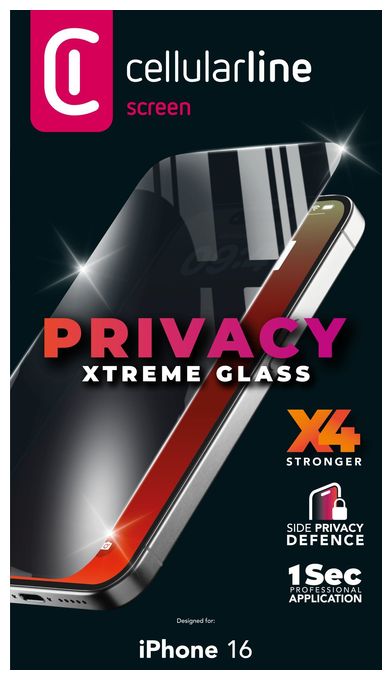 Datenschutz-Bildschirmschutz " Privacy " gehärtetes Glas für  Apple iPhone 16 Fallbeständig, Schlagfest, Kratzresistent Xtreme Glass Privacy 