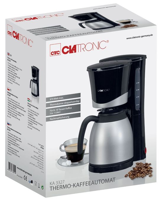 10 Tassen Thermo Filterkaffeemaschine  KA3327 (Schwarz, Edelstahl) 