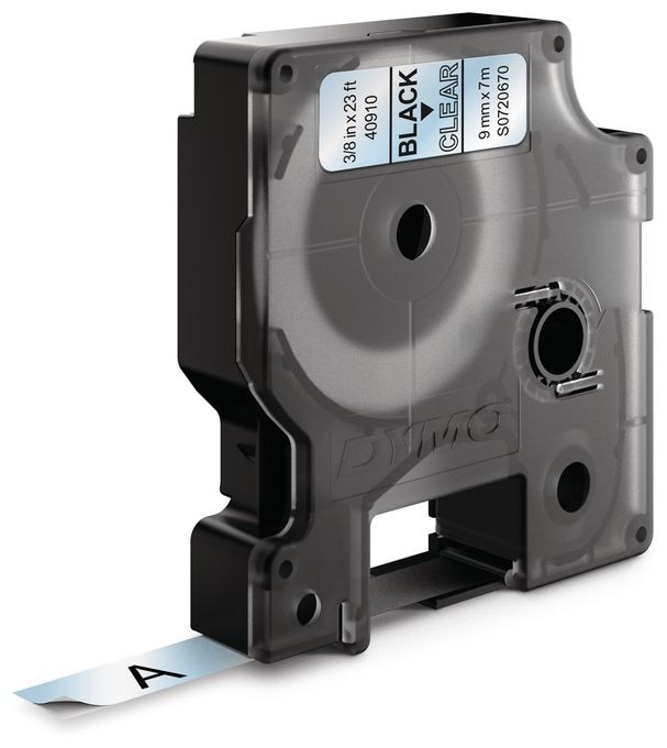 DYMO Original D1-Etikettenband | schwarz auf transparent | 9 mm x 7 m | selbstklebendes Etikettenband | für LabelManager-Beschriftungsgerät 