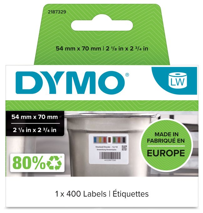 DYMO Original LabelWriter Etiketten für Lagerbewegungen | 54 mm x 70 mm | Farbcodierte Etiketten für die Vorratsrotation in der Großküche an | 400 Etiketten | für LabelWriter-Beschriftungsgerät 
