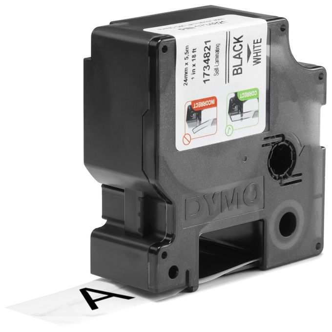 DYMO Rhino Industrie selbstlaminierende etiketten | 24 mm x 5,5 m | Schwarz auf Weiß | für DYMO Rhino Beschriftungsgerät 