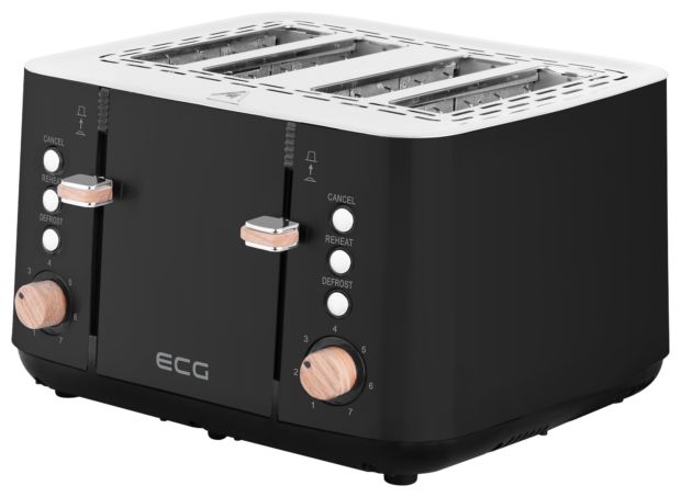 Toaster 1850 W 4 Scheibe(n) 7 Stufen  ST4768 Timber (Schwarz, Edelstahl) 