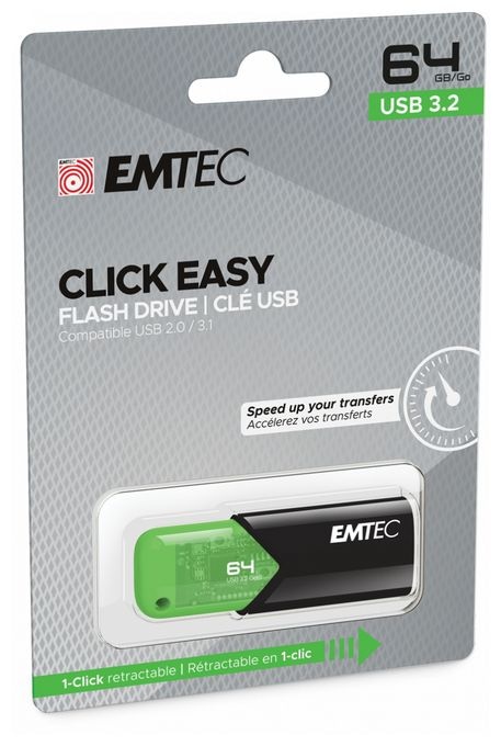 USB Typ-A Stick 64 GB  B110 Click Easy (Schwarz, Grün) 