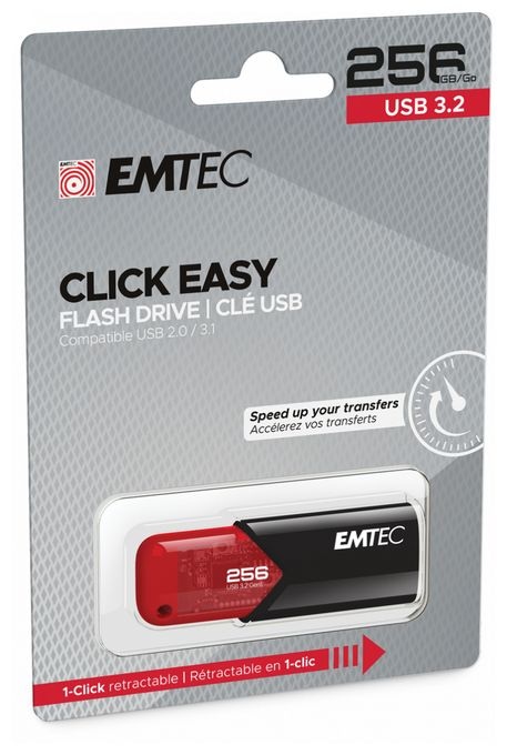 USB Typ-A Stick 256 GB  B110 Click Easy (Schwarz, Rot) 