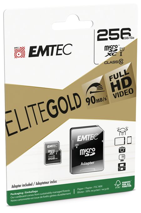 MicroSDXC Speicherkarte 256 GB Class 1 (U1) Klasse 10 ECMSDM256GXC10GP 