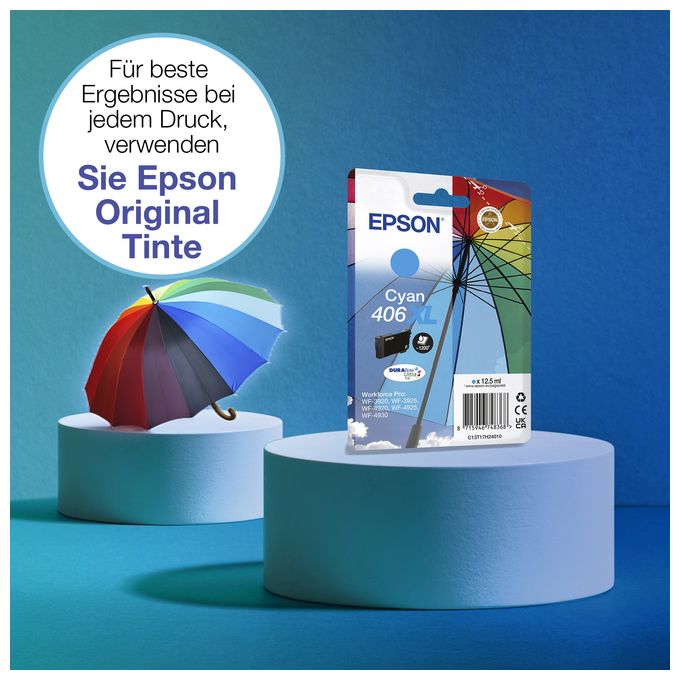 originale Druckerpatronen Cyan 12,5 ml 1200 Seiten 406XL C13T17H24010 