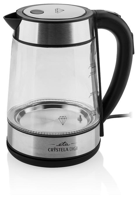 1,7 l Wasserkocher 2200 W (Schwarz, Transparent) Crystela Digi 