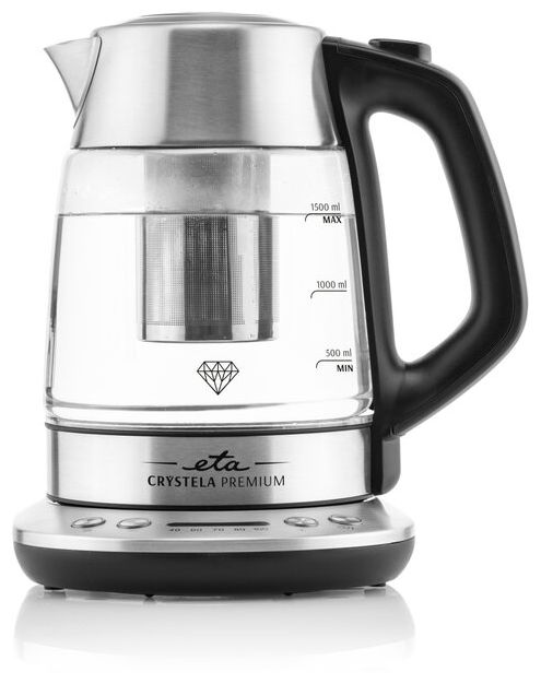 1,5 l Wasserkocher 2200 W (Schwarz, Edelstahl, Transparent) Crystela Premium 
