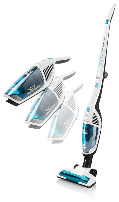 Handstaubsauger Beutellos bis 50 min Laufzeit 18 V HEPA (Schwarz, Blau, Transparent, Weiß) Moneto Aqua Plus 