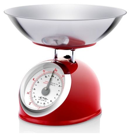 Mechanische Küchenwaage bis 5 kg Genauigkeit 25 g (Rot, Edelstahl, Weiß) Storio 