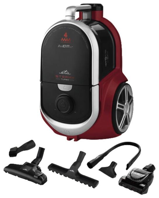 Bodenstaubsauger mit Staubbeutel 800 W HEPA  Stormy Turbo (Schwarz, Rot) 