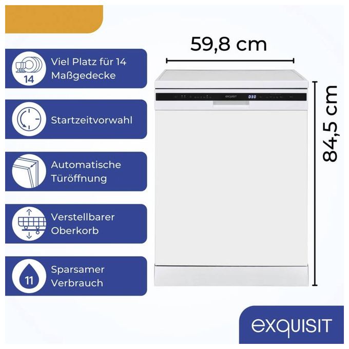 60 cm Geschirrspüler freistehend Leise 14 Maßgedecke GSP6314-030C 