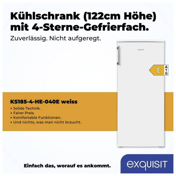 190 l / 176 l Kühlschrank freistehend EEK: E 143 kWh Jahr  KS185-4-H-040E (Weiß) 