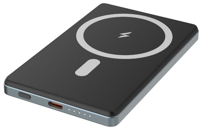 5000 mAh Powerbank USB Typ-C Kabelloses Laden  Ultra Slim (Dunkles Grau) 