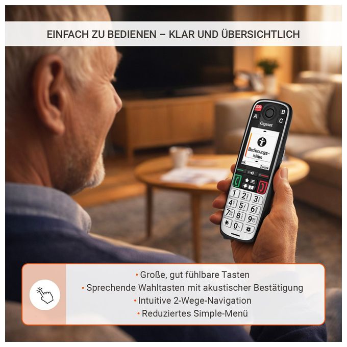 Analoges/DECT-Telefon  Easy 500 (Schwarz, Silber) 